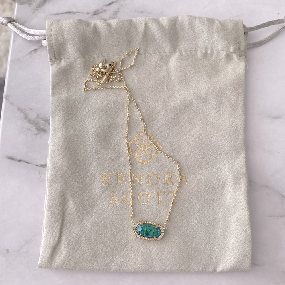 RETIRED Kendra Scott Gold Elisa Satellite Necklace in Night Kyocera Opal